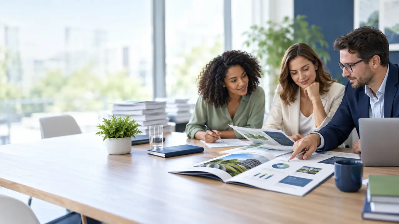 Équipe marketing préparant un dossier de réponse à un appel d’offres