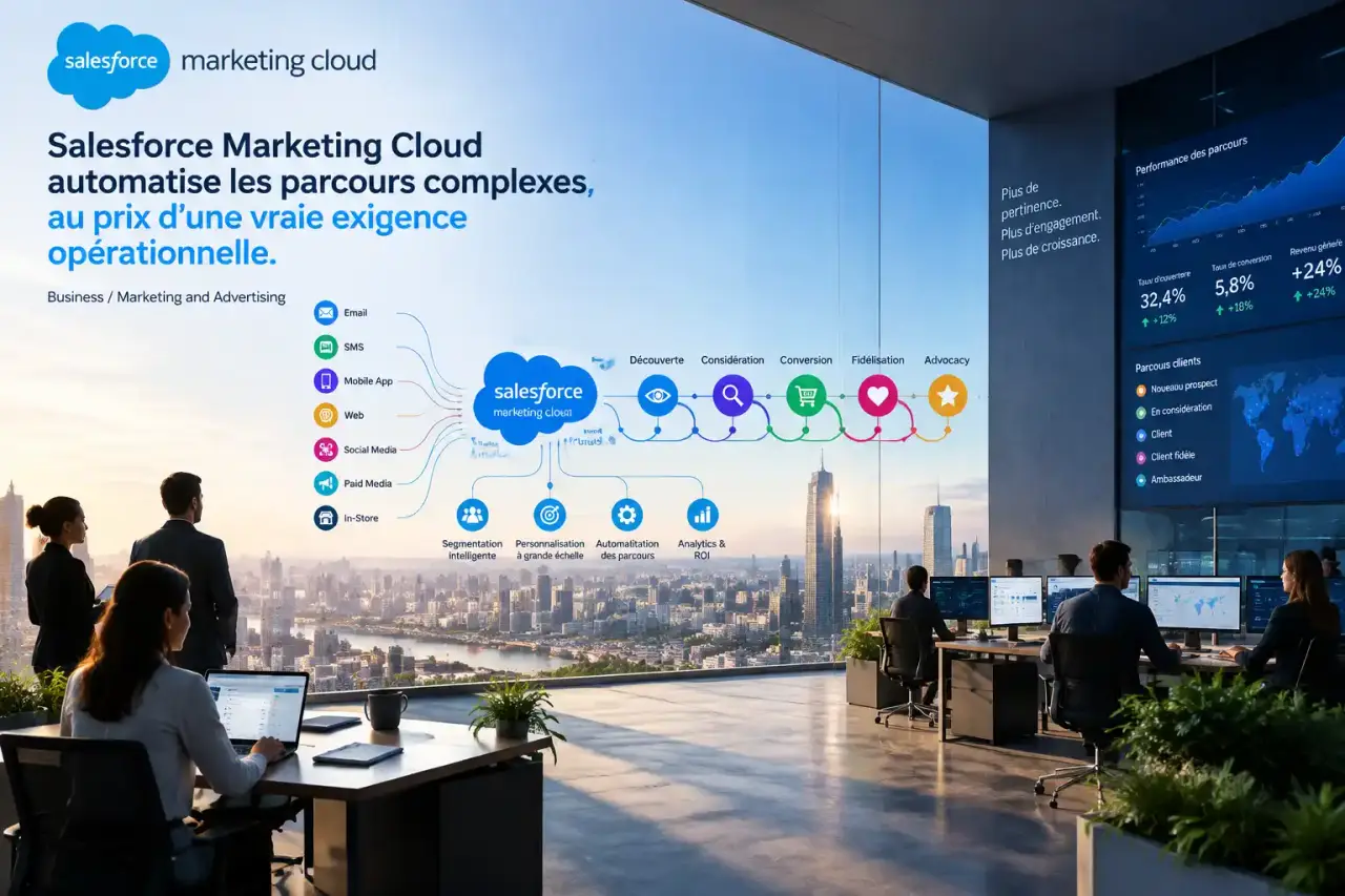 Salesforce Marketing Cloud automatise les parcours complexes, au prix d’une vraie exigence opérationnelle