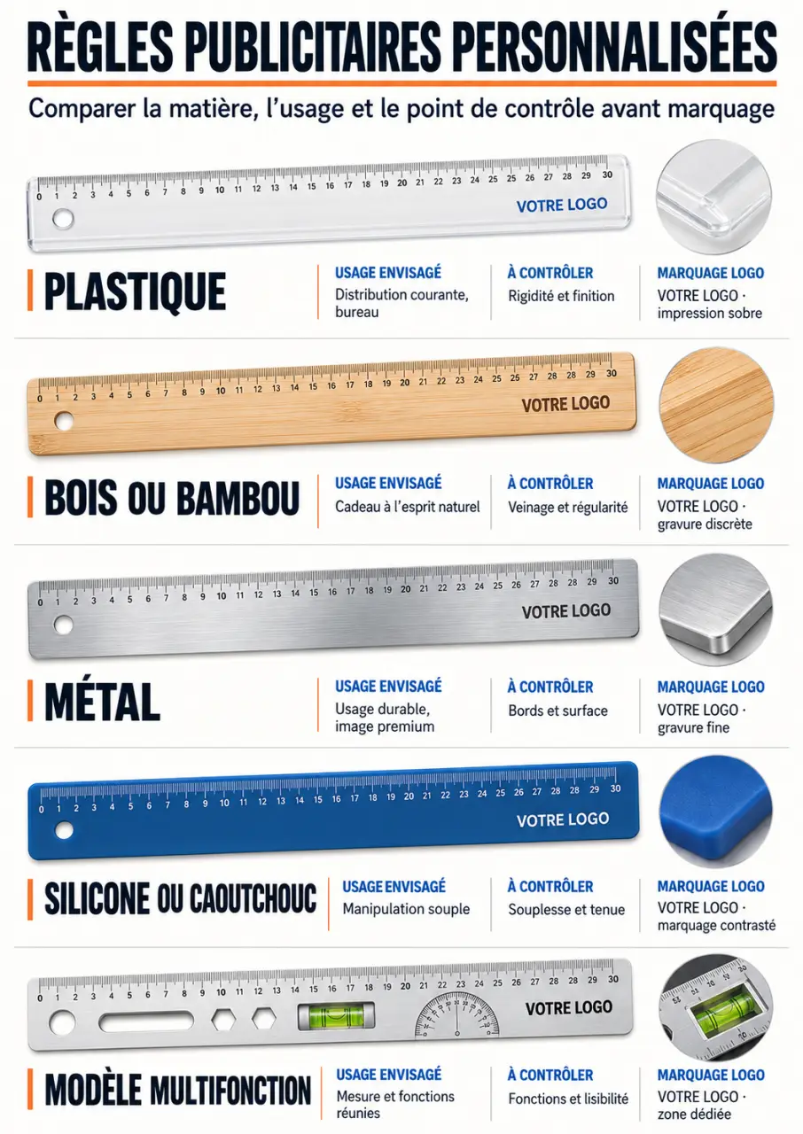 Infographie des règles publicitaires personnalisées par matière et usage