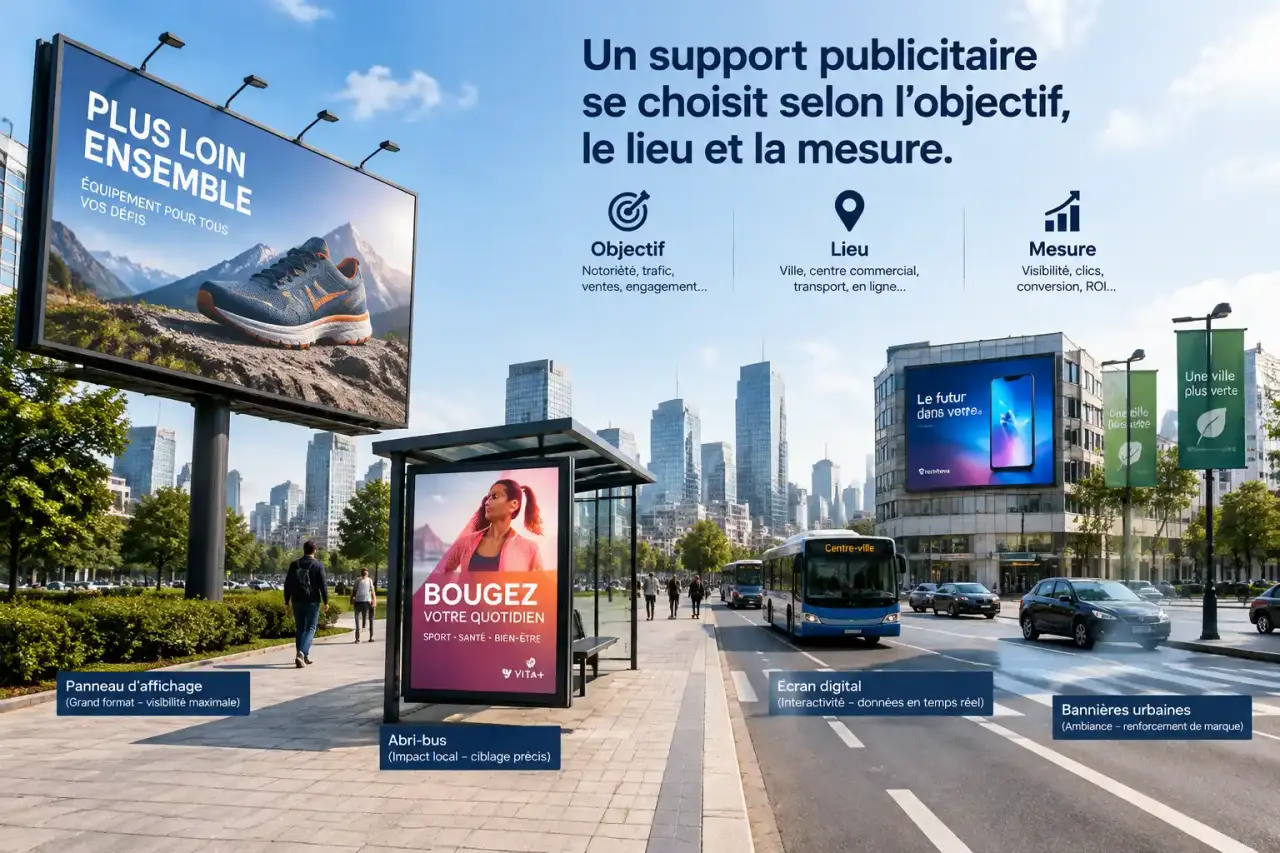 Un support publicitaire se choisit selon l’objectif, le lieu et la mesure